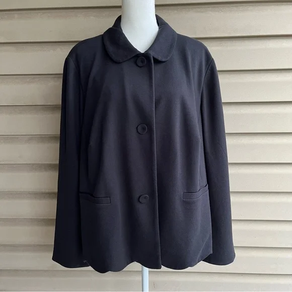 •Talbots• NWT Scalloped Hem Black Ponte Jacket - Size 22W - Picture 1 of 8